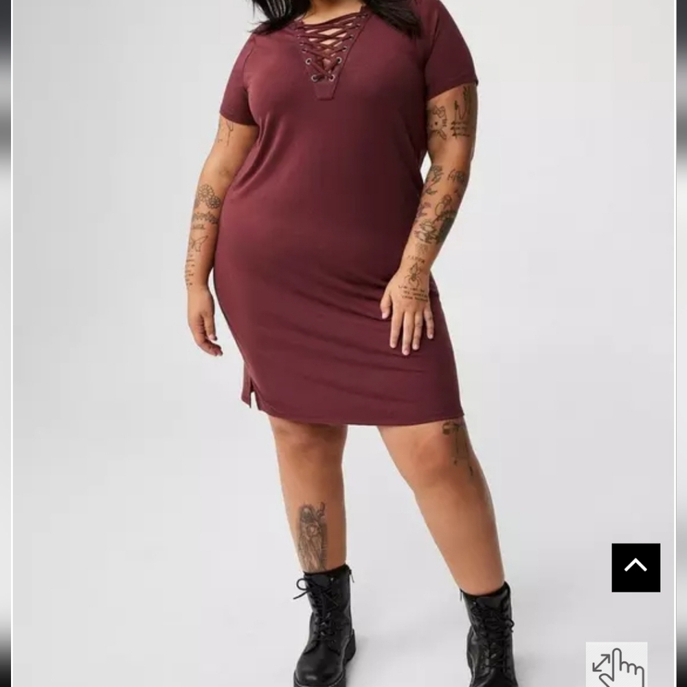 Torrid Burgundy Lace-Up Mini Dress